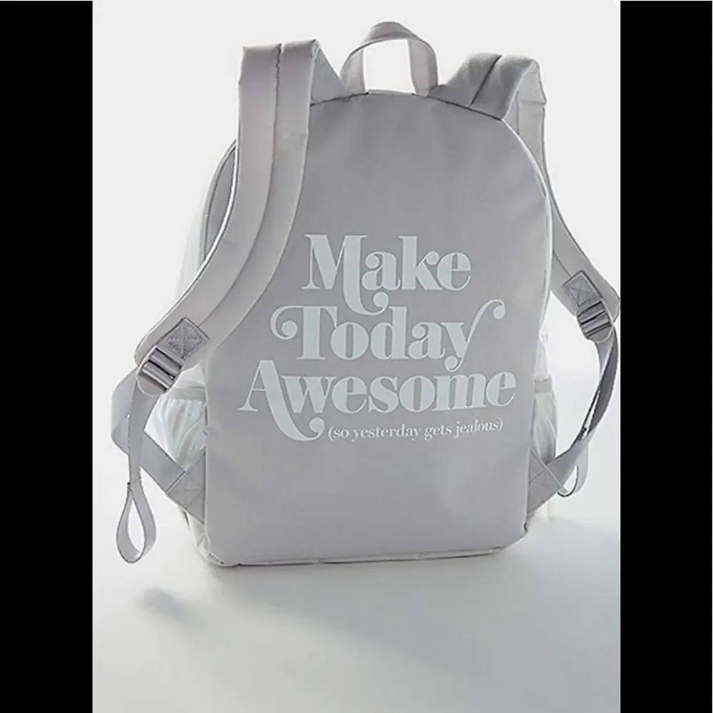 Justice Back to School Back Pack White Shiny “Make Today Awesome” Book Bag